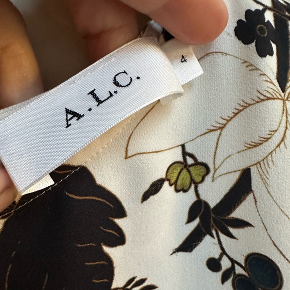A.L.C. Monochrome Floral Dress with Gold Highlights - Picture 5 of 11
